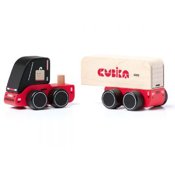 משאית צעצוע מעץ  – אדומה